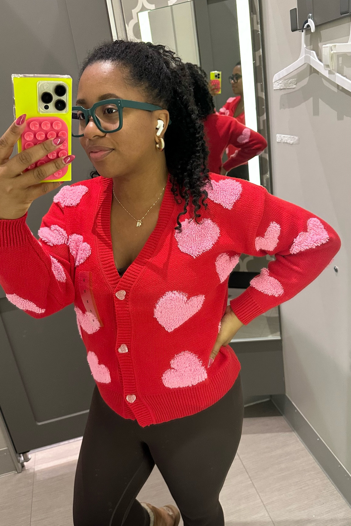 Obsessed with this Valentine’s Day cardigan from Target! Usually a Medium but got a Small. Could’ve done XS!