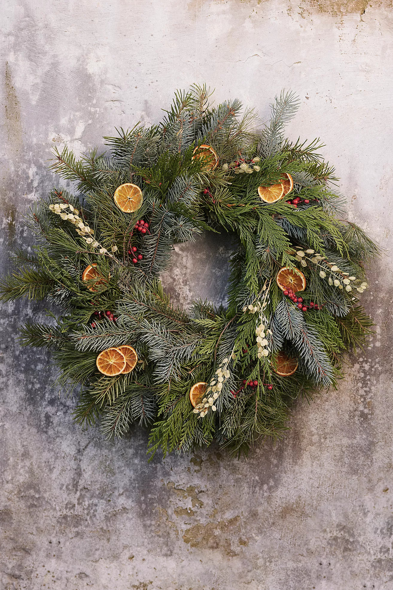 Fresh Noble Fir, Cedar + Orange Wreath | Anthropologie (US)