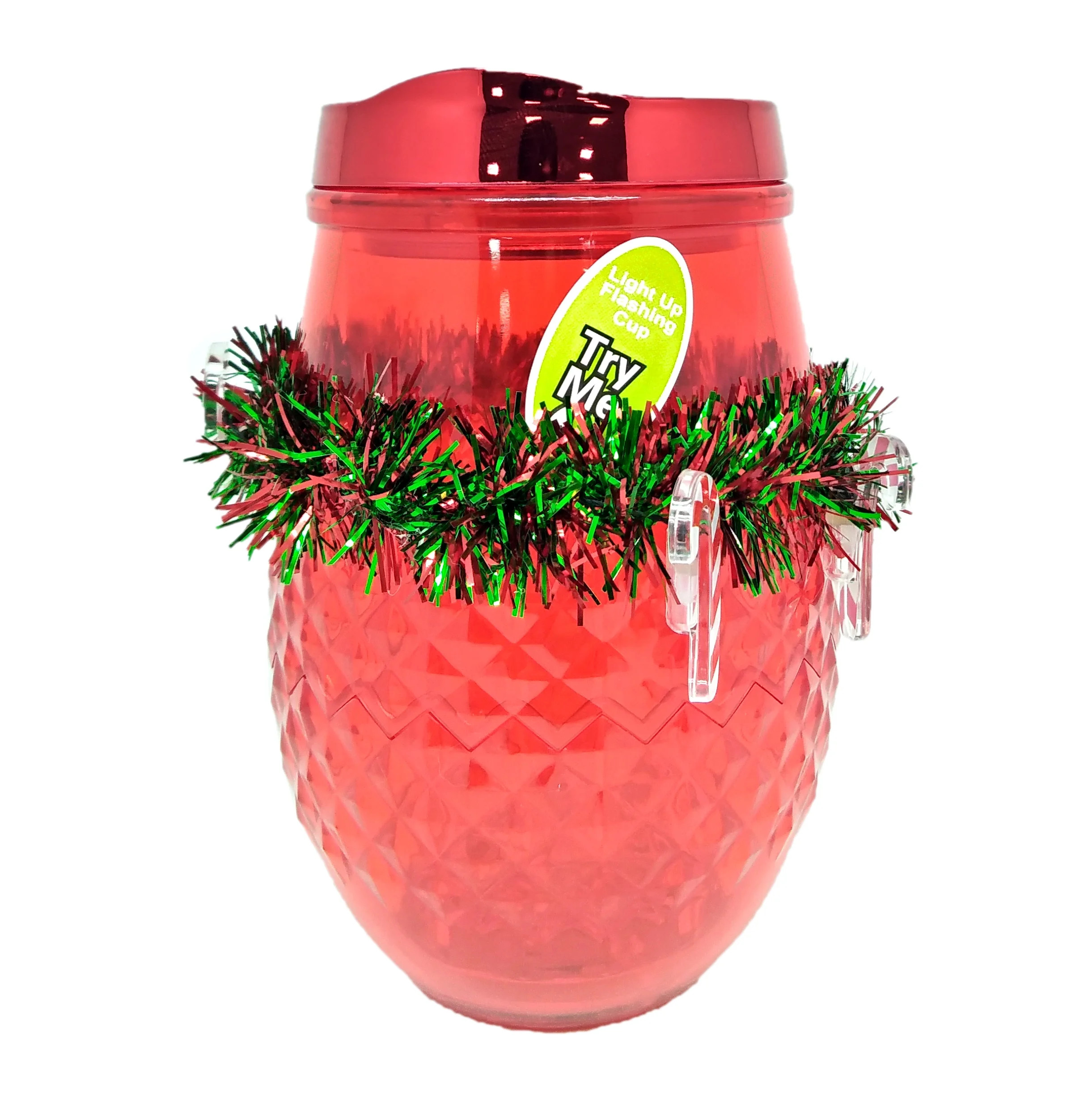 Light-Up Plastic Christmas Wine Tumbler with Lid, Red, 8 oz, by Holiday Time | Walmart (US)