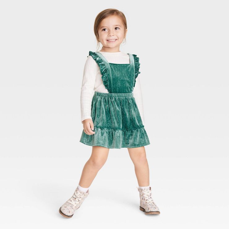 Toddler Girls' Velour Long Sleeve Top & Skirtall Set - Cat & Jack™ Green | Target