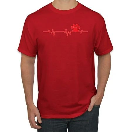 Dog Heartbeat | Paw Print EKG Lifeline | Veterinarian Vet Tech Dog Lover Men s T-Shirt Red 3X-Large | Walmart (US)