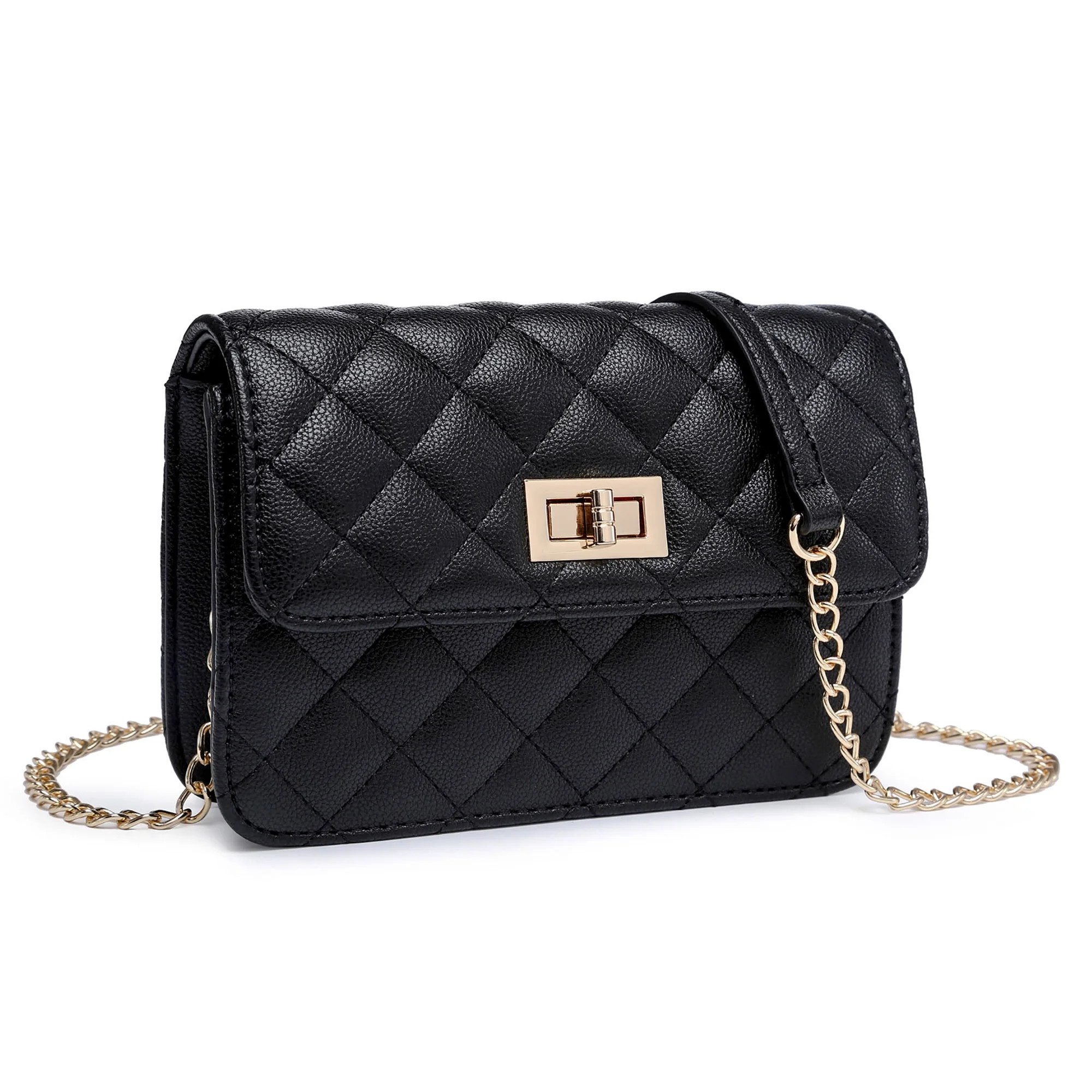 Poppy Womens Quilted Crossbody Bag Handbags Vegan Leather Purses For Women Shoulder Bag With Chai... | Walmart (US)