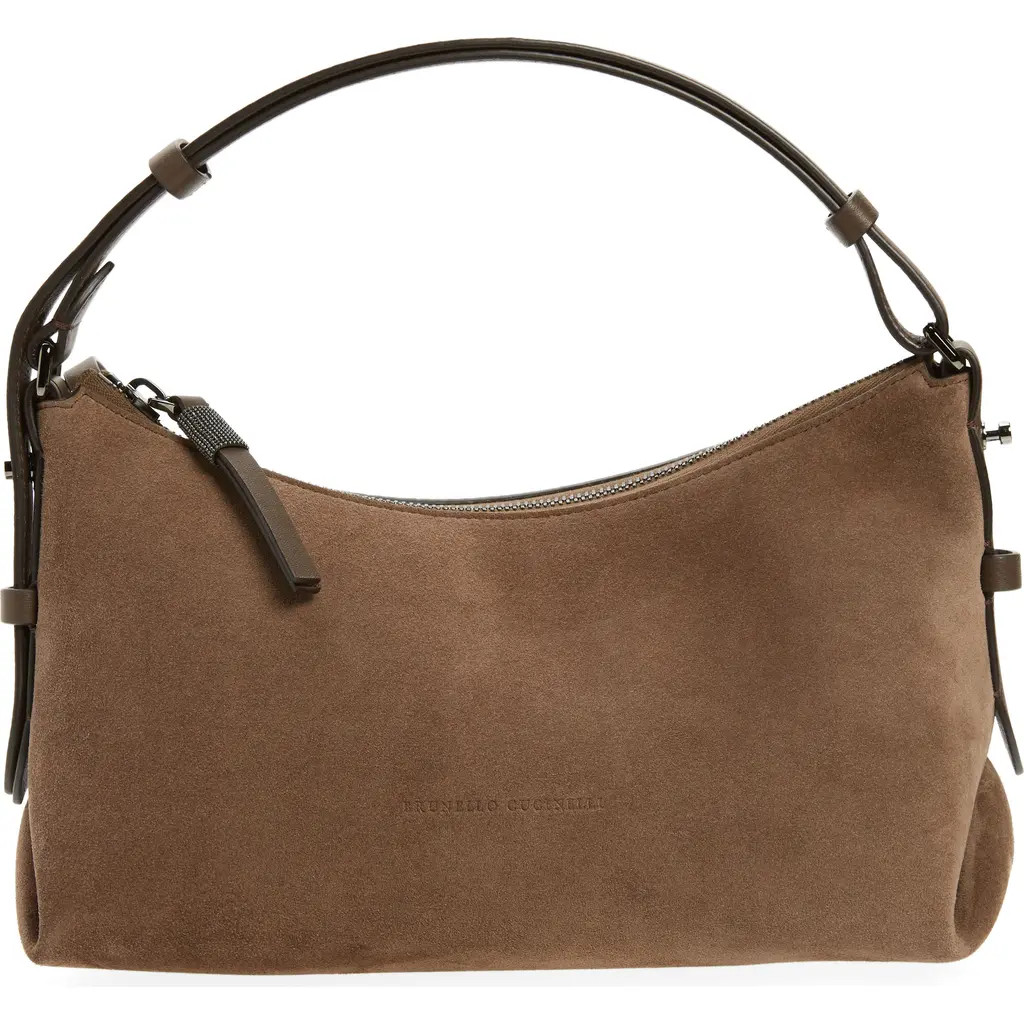 Brunello Cucinelli Suede Shoulder Bag in C8769 Torba at Nordstrom | Nordstrom