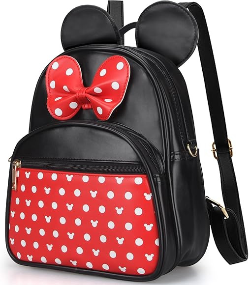 Cute Red Backpack for Girl Bowknot Polka Dot Mini Mouse Leather Backpacks for Toddler Little Girl... | Amazon (US)