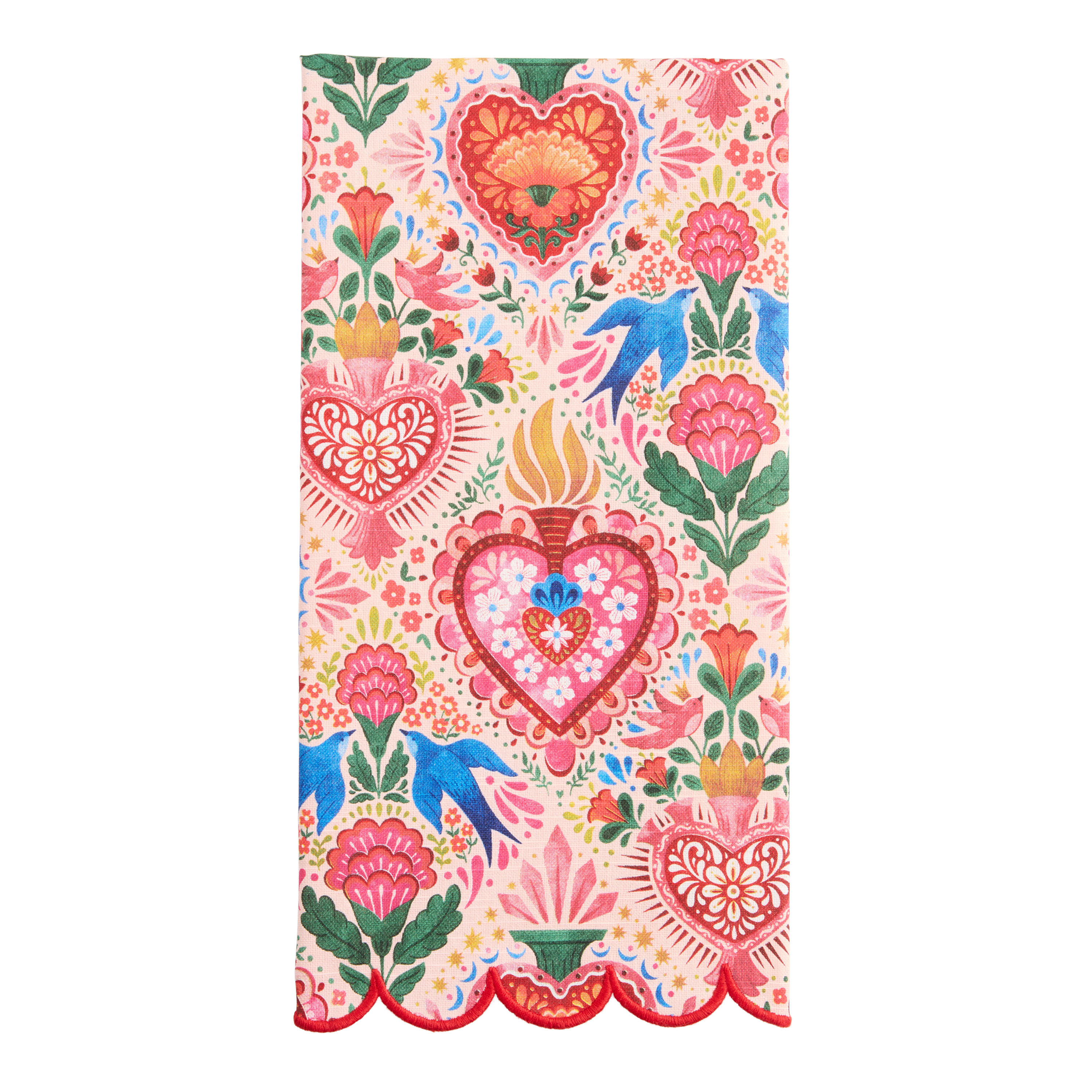 Pink Multicolor Milagro Hearts Kitchen Towel | World Market