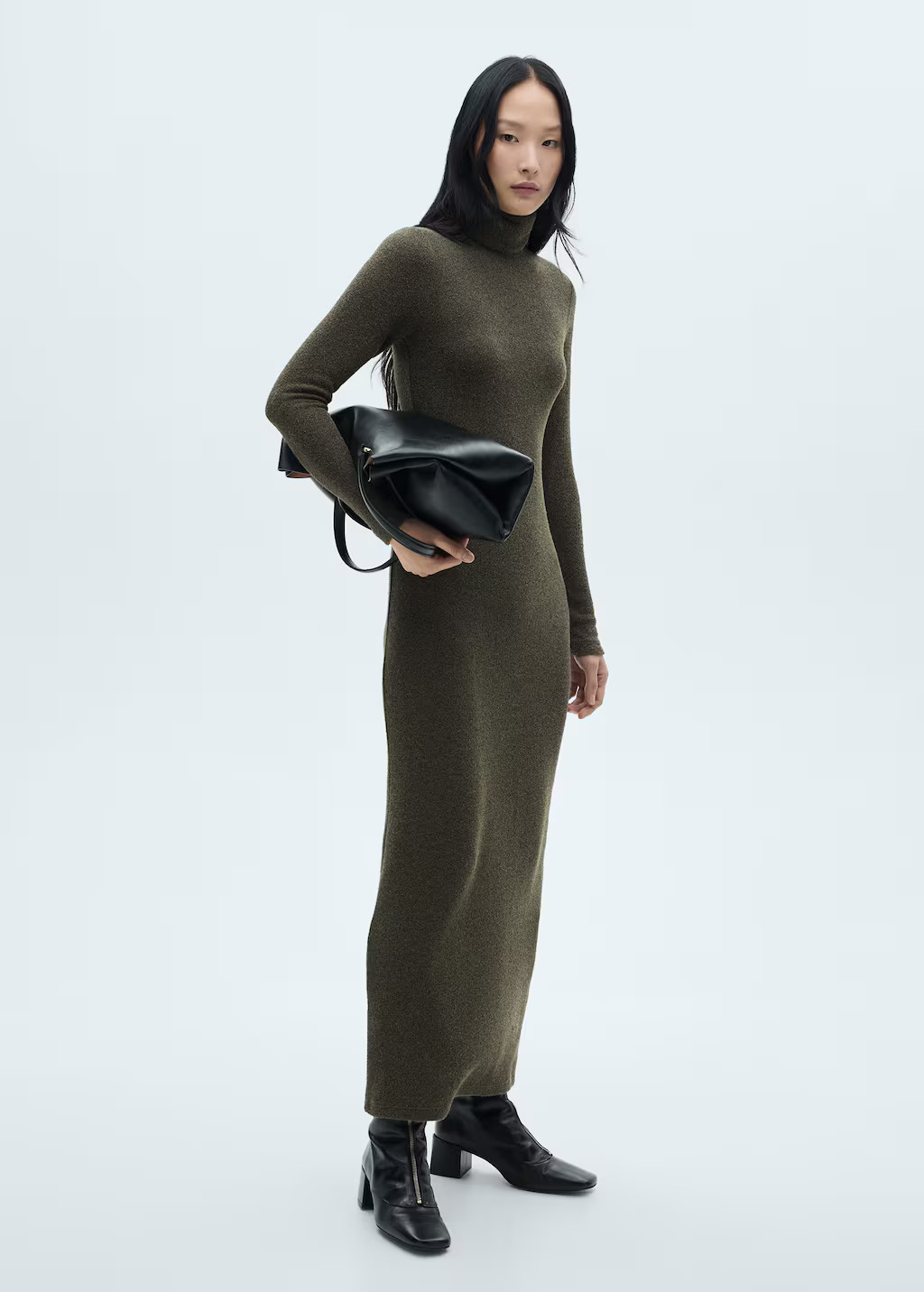 Knitted turtleneck dress green - Women - 6 - MANGO | Mango (US/MX/AU)