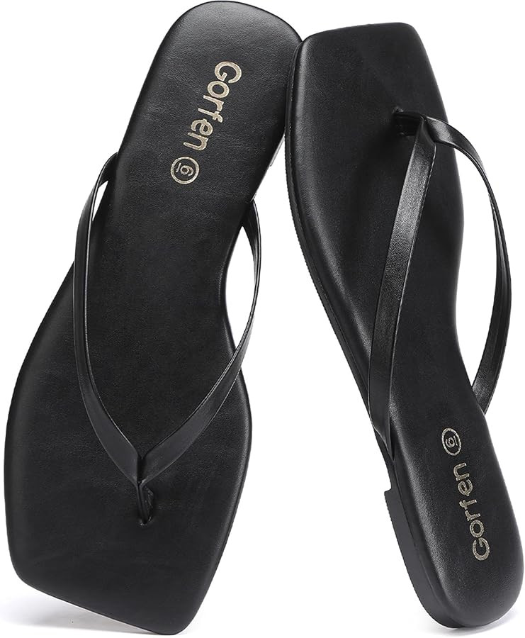 Flip Flops for Women Comfortable Square Toe Casual Beach Sandals Summer Outdoor and Everyday Wear | Amazon (US)