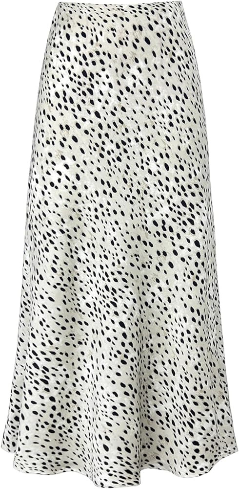 Women's Satin High Waisted Maxi Skirts Hidden Elasticized Waistband A Line Long Skirt | Amazon (US)