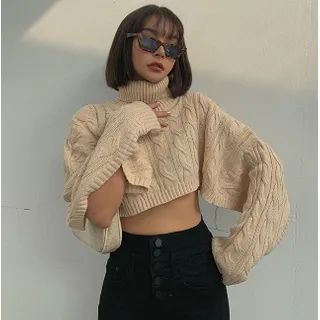 Turtleneck Details Cropped Sweater | YesStyle Global