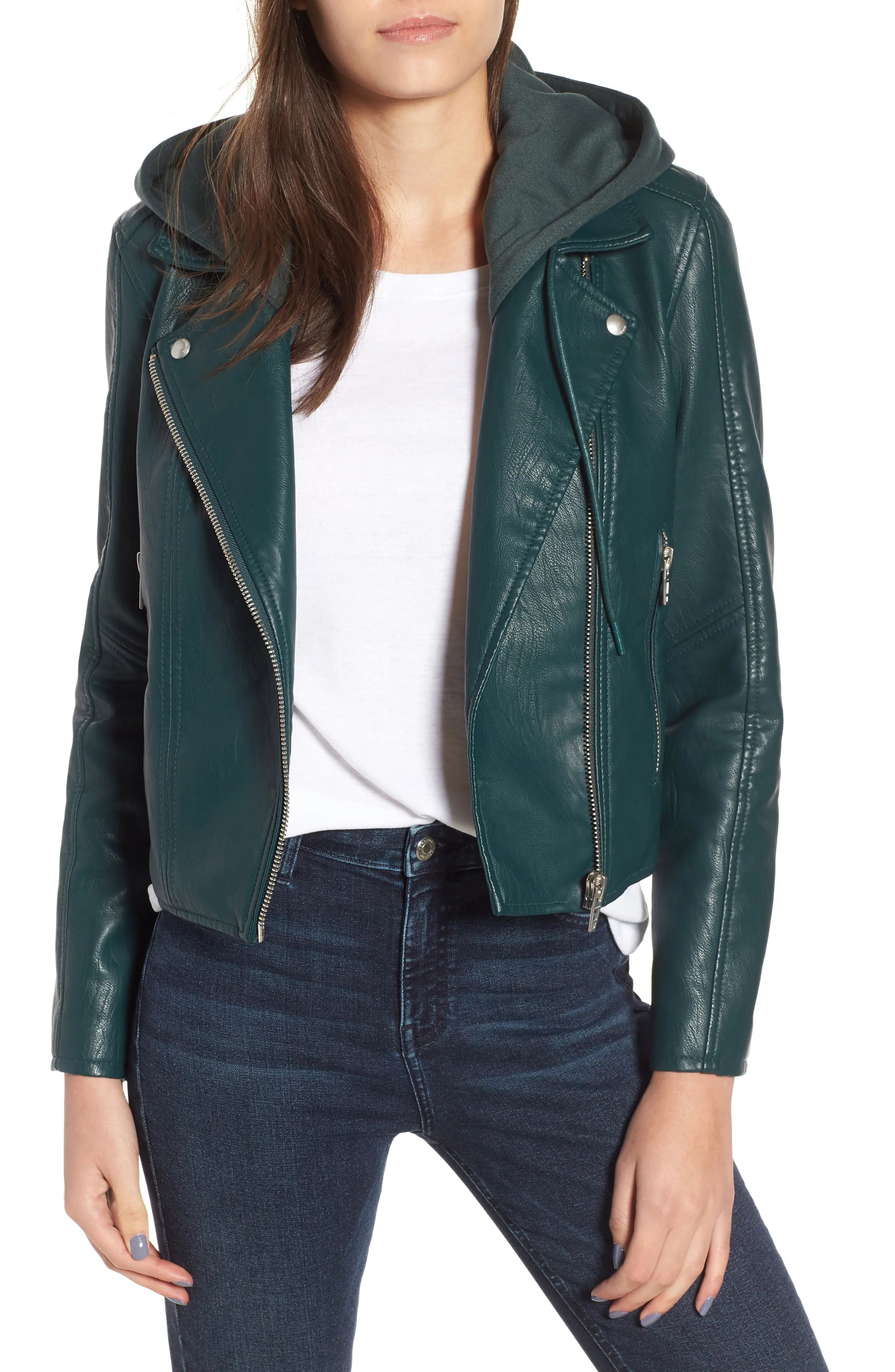 BLANKNYC Meant to Be Moto Jacket with Removable Hood | Nordstrom