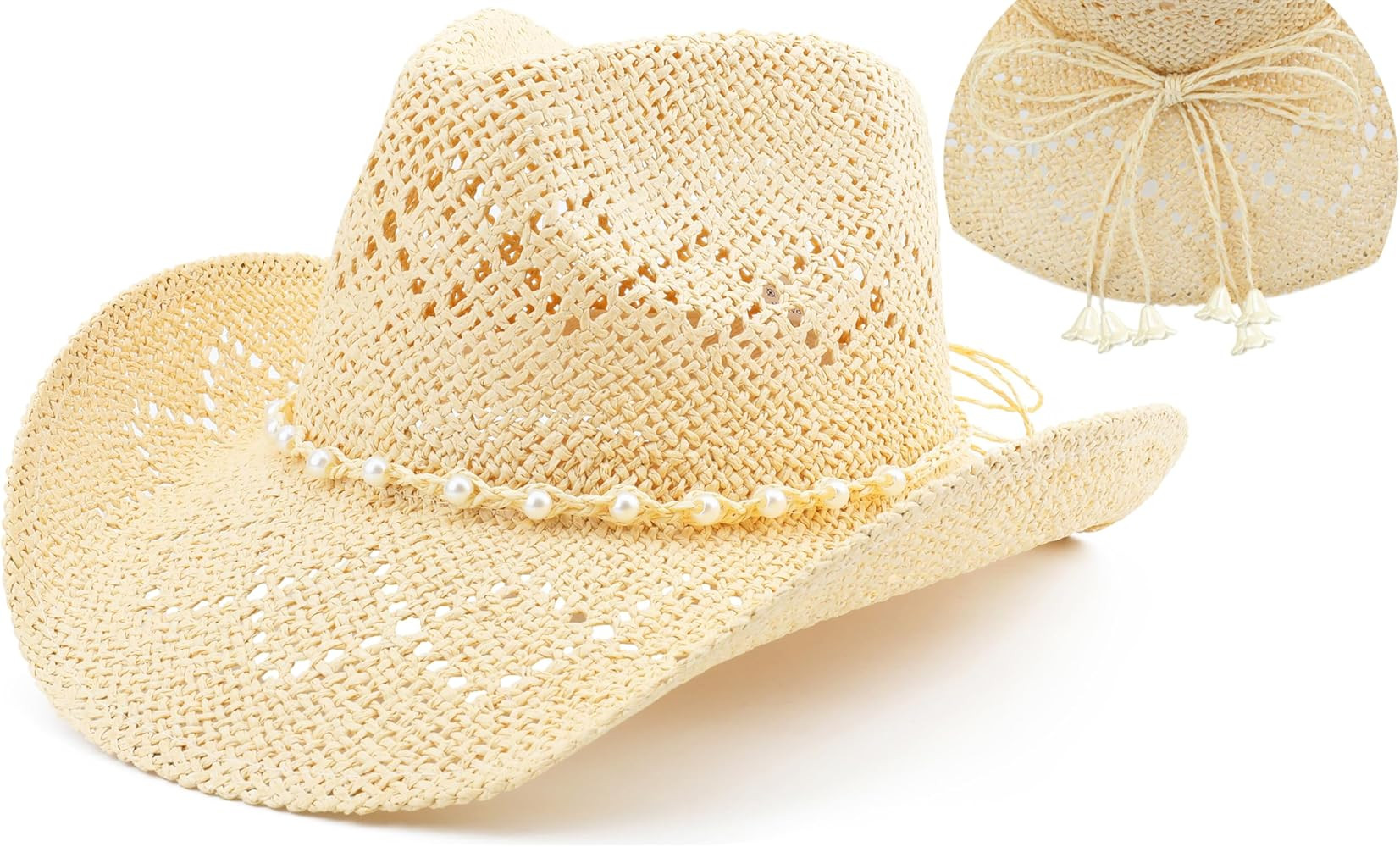 Straw Beach Cowboy Hats for Women Shapeable Straw Cowboy Hat Outfit Western Hat Outfit Amazon Hats | Amazon (US)