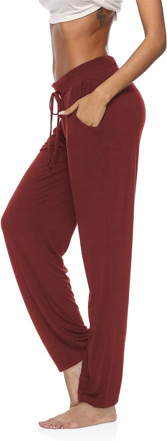 DIBAOLONG Womens Yoga Pants Wide Leg Comfy Drawstring Casual Loose Straight Leg Lounge Pants Work... | Amazon (US)