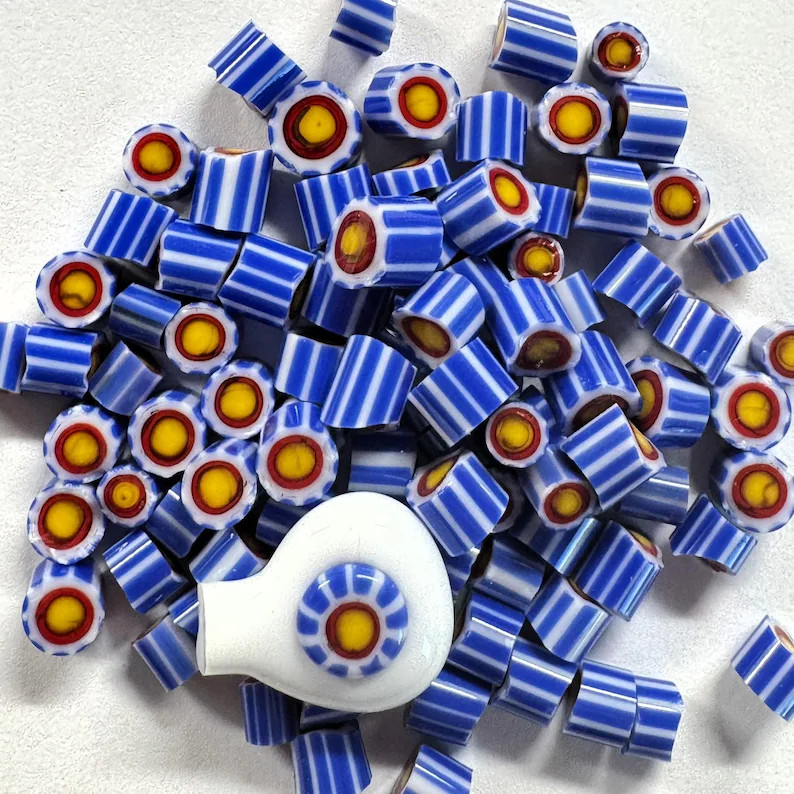 Viking Inspired Murrini - Blue and White Striped Design - COE104 Murrini Murrine Millefiore - Ets... | Etsy (US)