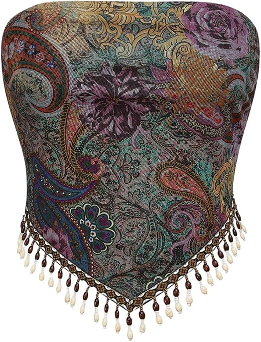 Y2k Crop Tops, Country Concert Outfits, Whimsy Clothes, Hippie Tops, Beaded Tube Tops | Amazon (US)