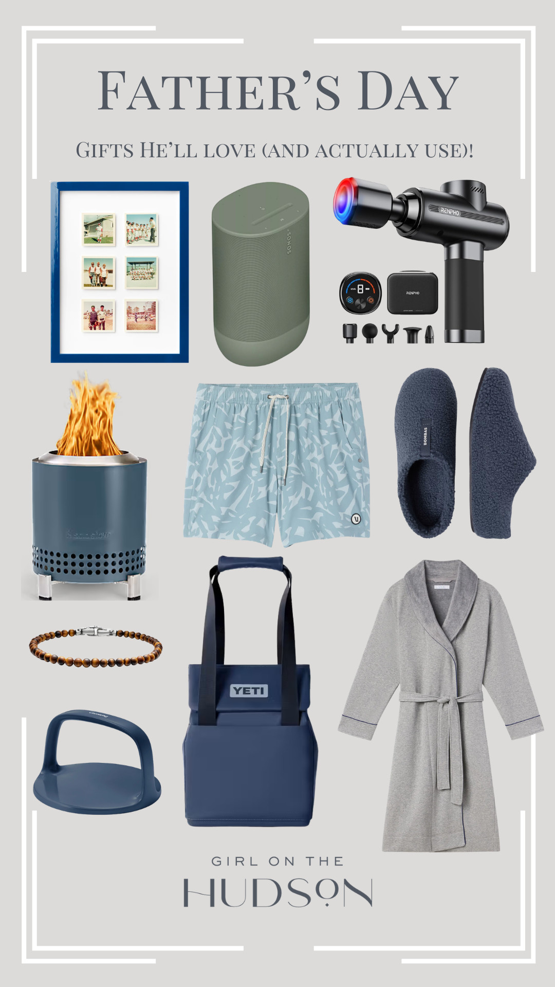 Father's Day gift guide! Gifts he'll actually love and use. 

A smores bonfire, portable sot cooler, the coziest robe and slippers, the bracelet that my husband never takes off, a burger press and an amazing portable speaker!

#LTKdayinmylife #LTKSeasonal #LTKHome
