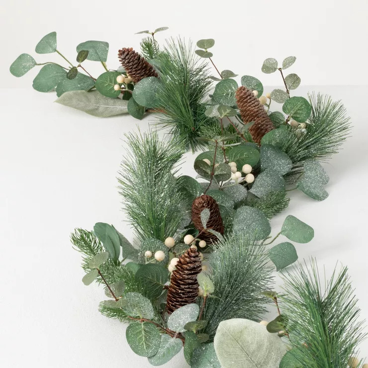 Artificial Frosted Pine Berry Garland Green 6"H | Target