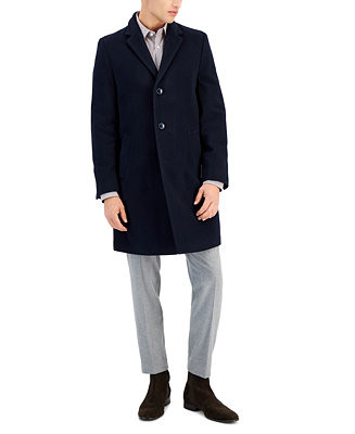 Men's Barge Classic Fit Wool/Cashmere Blend Solid Overcoat | Macy's