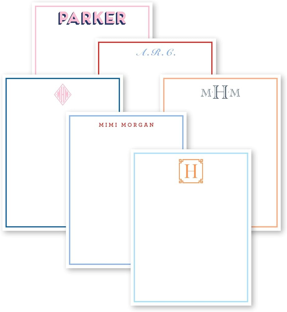 Preppy Jones Personalized Monogram Thin Border Notepad, Staionary set, womens stationery | Amazon (US)