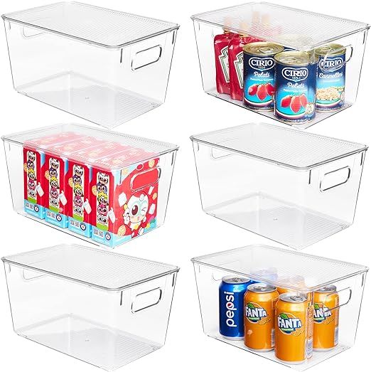 Vtopmart 6 Pack Clear Stackable Storage Bins with Lids, Large Plastic Containers with Handle for ... | Amazon (US)