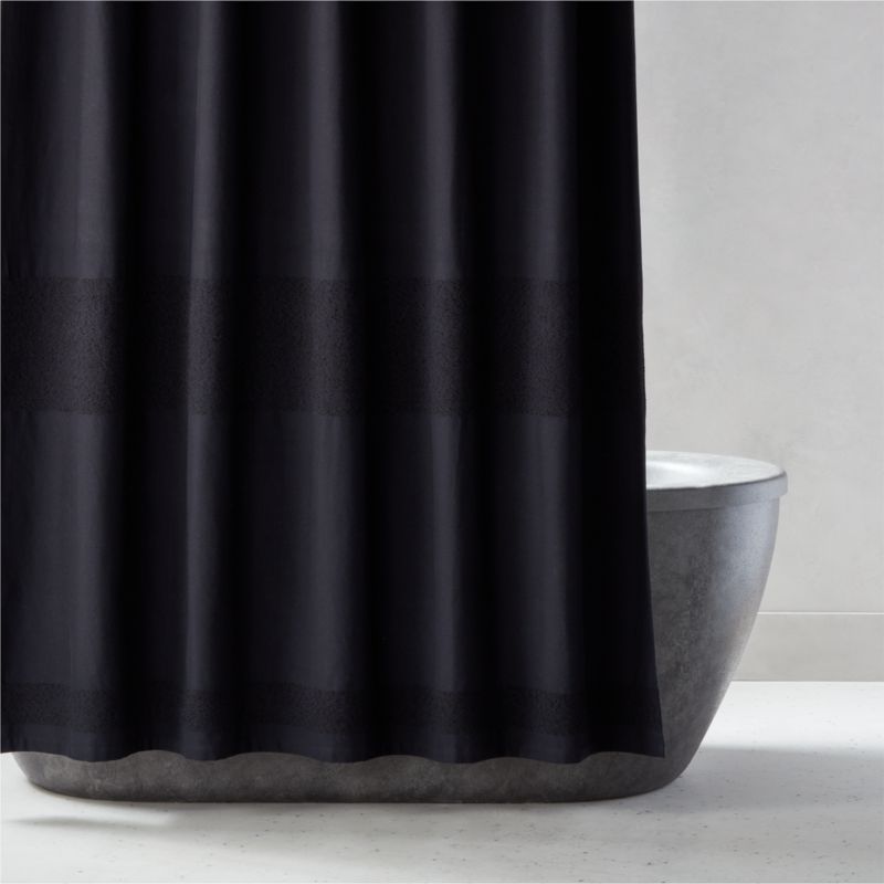 Modern Striped Boucle Black Shower Curtain | CB2 | CB2