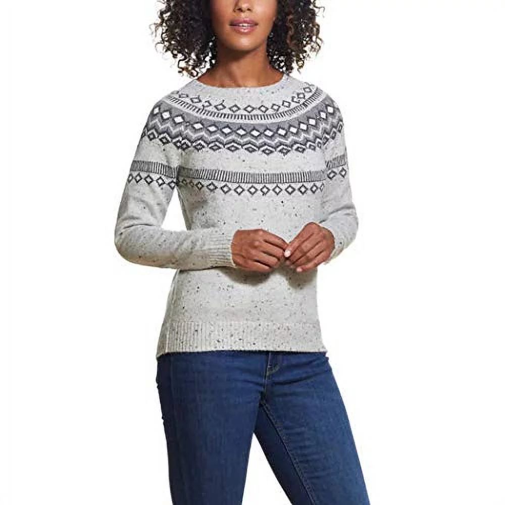 Weatherproof Vintage Ladies' Fairisle Sweater/Light Grey/Medium - Walmart.com | Walmart (US)