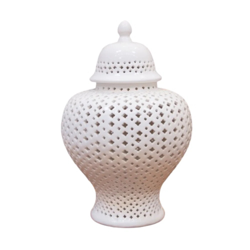 Red Barrel Studio® Ceramic Round Bellied Pierced Ginger/temple Jar Gloss Finish  | Wayfair | Wayfair North America