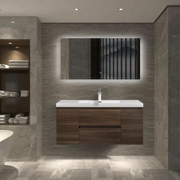 Sonakshi 48" Wall-Mounted Single Bathroom Vanity Set | Wayfair North America