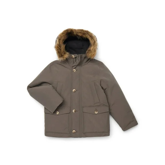 Ozark Trail Boys Parka Jacket with Faux Fur Hood, Sizes 4-18 | Walmart (US)