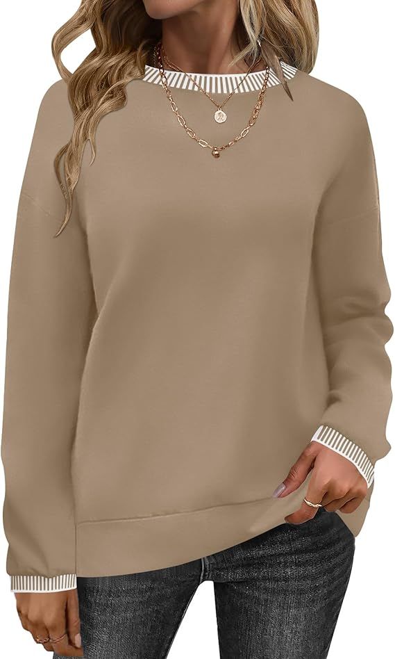 AKEWEI Womens Casual Crewneck Sweatshirts Long Sleeve Shirt Lightweight Tunic Pullover Tops S-XXL | Amazon (US)