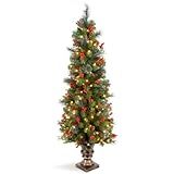 National Tree Company Pre-Lit Artificial Entrance Christmas Tree, Green, Crestwood Spruce, White ... | Amazon (US)