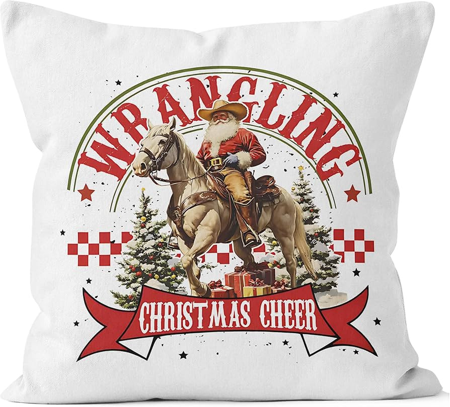 Vintage Western Santa Christmas Pillow Covers 18x18, Western Room Decor, Cowboy Santa Claus Winte... | Amazon (US)