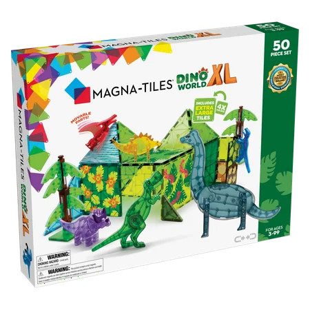 MAGNA-TILES Dino World XL 50-Piece Magnetic Construction Set, The ORIGINAL Magnetic Building Brand | Walmart (US)