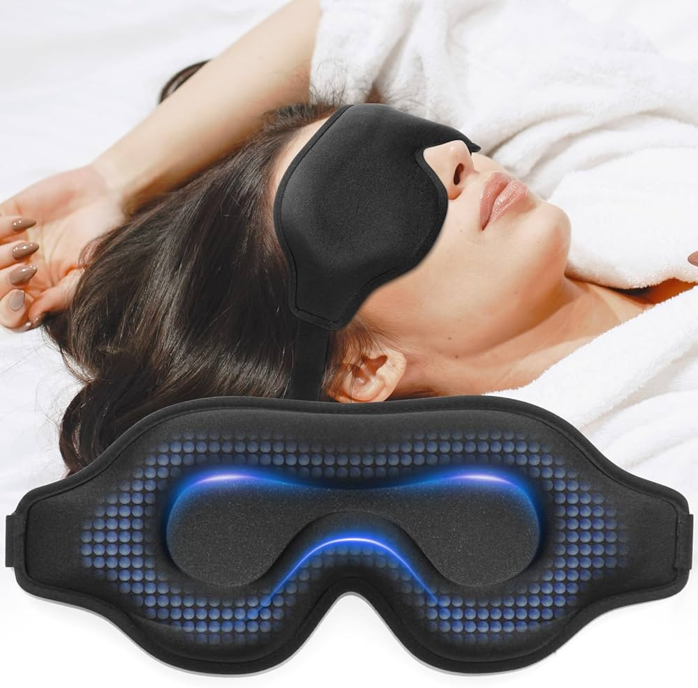 Sleep Eye Mask for Men Women, Weighted Sleeping Mask for Side Sleeper, Travel Blackout Night Blin... | Amazon (US)