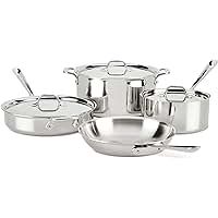 All-Clad D3 Stainless Steel Dishwasher Safe Induction Compatible Cookware Set, Tri-Ply Bonded, 7-... | Amazon (US)