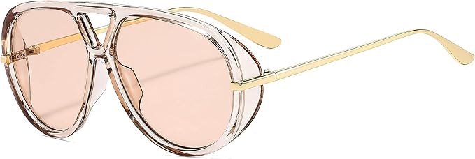 Trendy Oversized Aviator Sunglasses for Women Men Retro Big Round Shield Sun Glasses Vintage Shad... | Amazon (US)