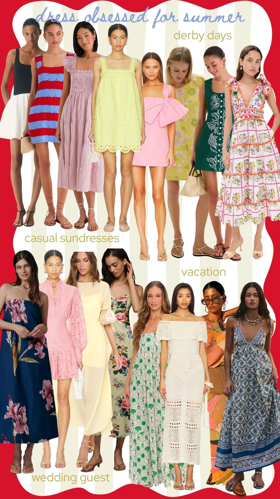 Dress obsessed for summer, part 2 💌✨ From casual sundresses to derby days, wedding guest looks to vacation vibes—these are the styles carrying me through every warm-weather plan 🌸☀️ Which one are you grabbing first? 

 #LTKootd #LTKTravel #LTKWedding