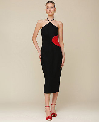 Women's Beaded-Heart Halter-Neck Dress | Macy's