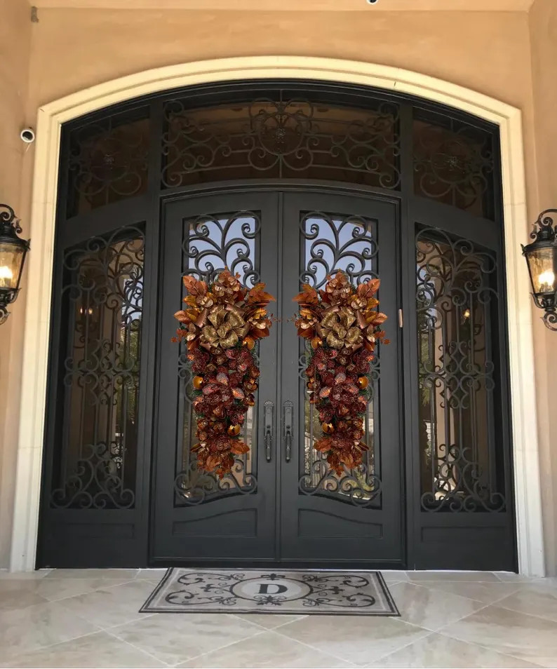 Copper Magnolia Christmas Wreath for Double Front Door - Etsy | Etsy (Global)