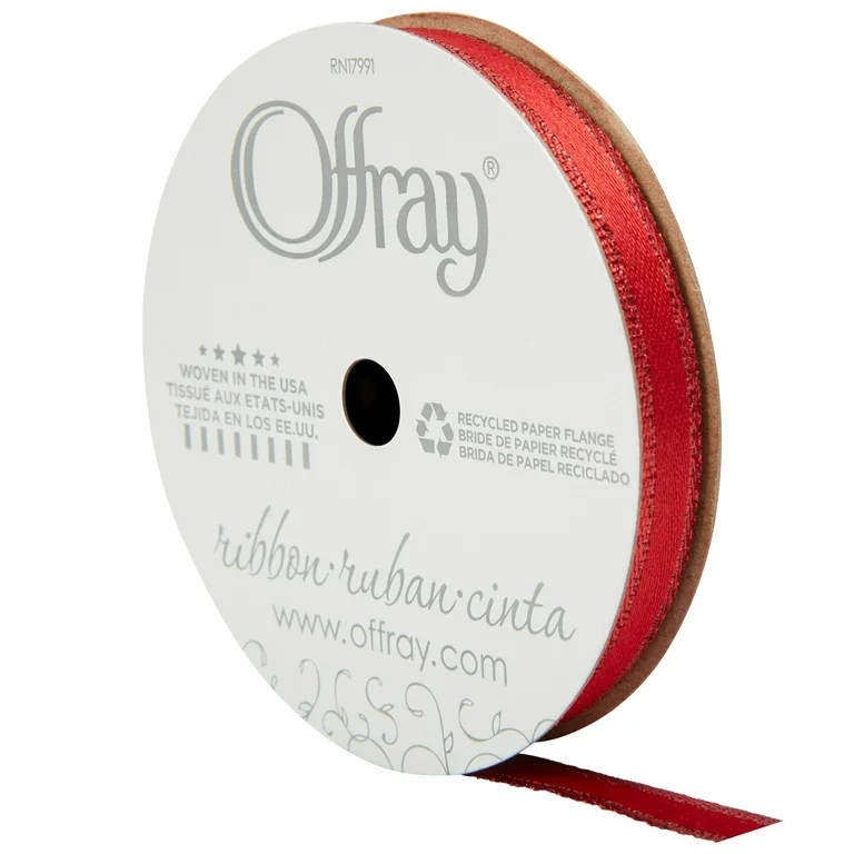 Offray Ribbon, Red 3/8 inch Metallic Ribbon, 9 feet | Walmart (US)