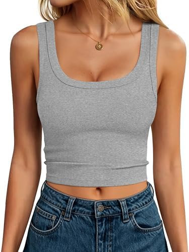 ANRABESS Womens Crop Tank Tops, Soft Breathable Ribbed Slim Fit, Comfy for Basic,Casual,Going Out... | Amazon (US)