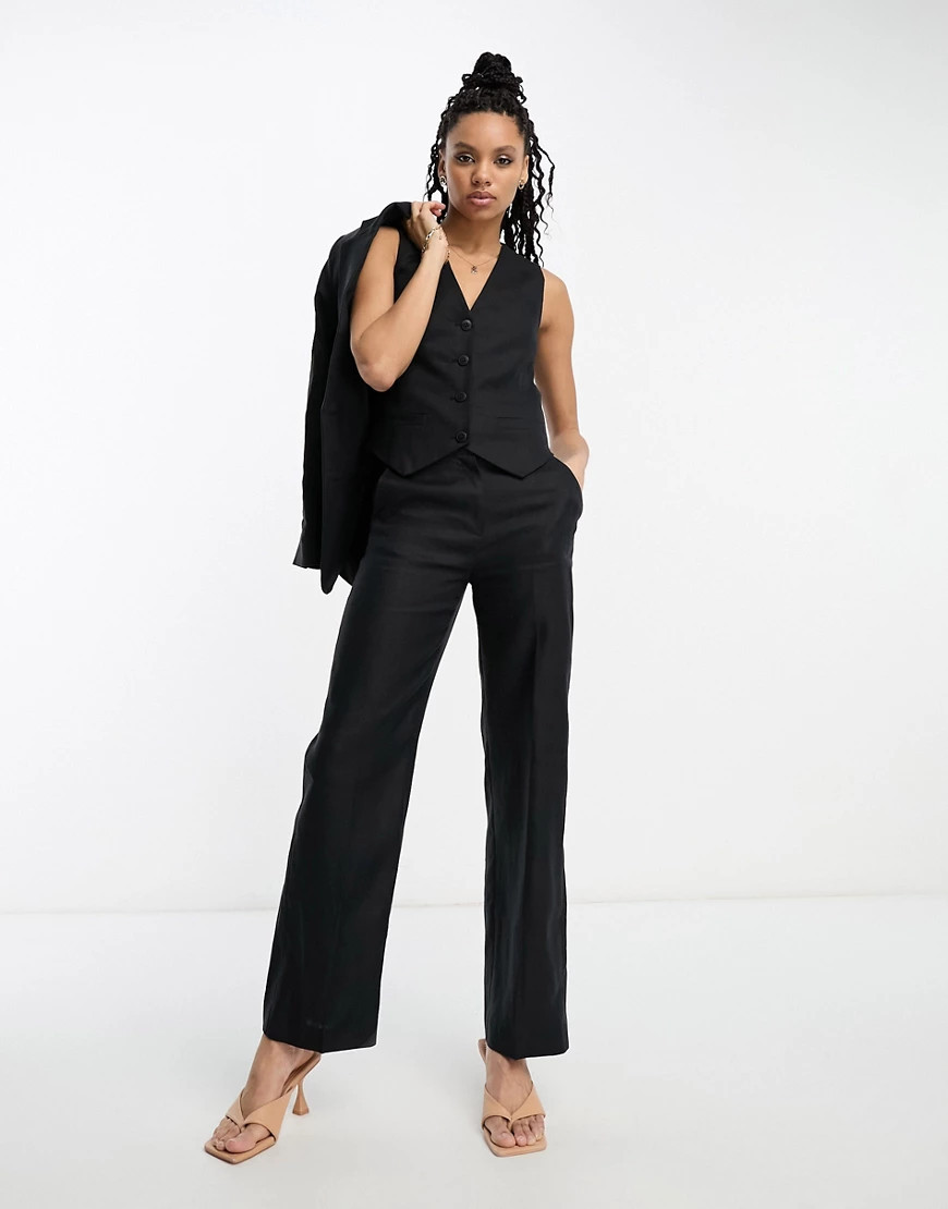& Other Stories linen mix tailored pants in black - part of a set | ASOS (Global)