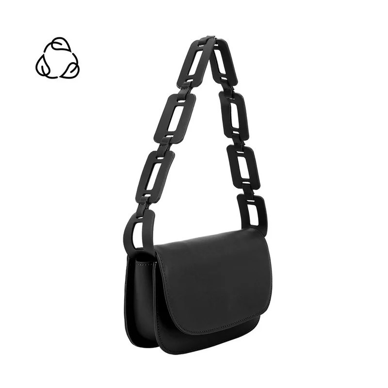 Melie Bianco Inez Black Small Recycled Vegan Shoulder Bag - Black | Verishop