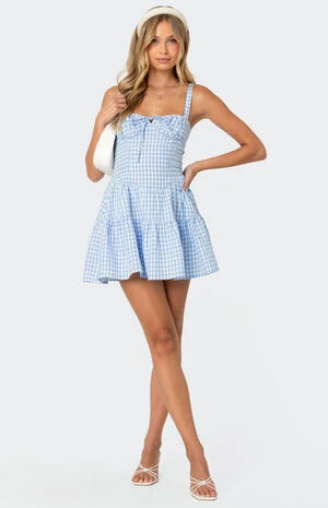 Edikted Basil Cupped Gingham Mini Dress | PacSun