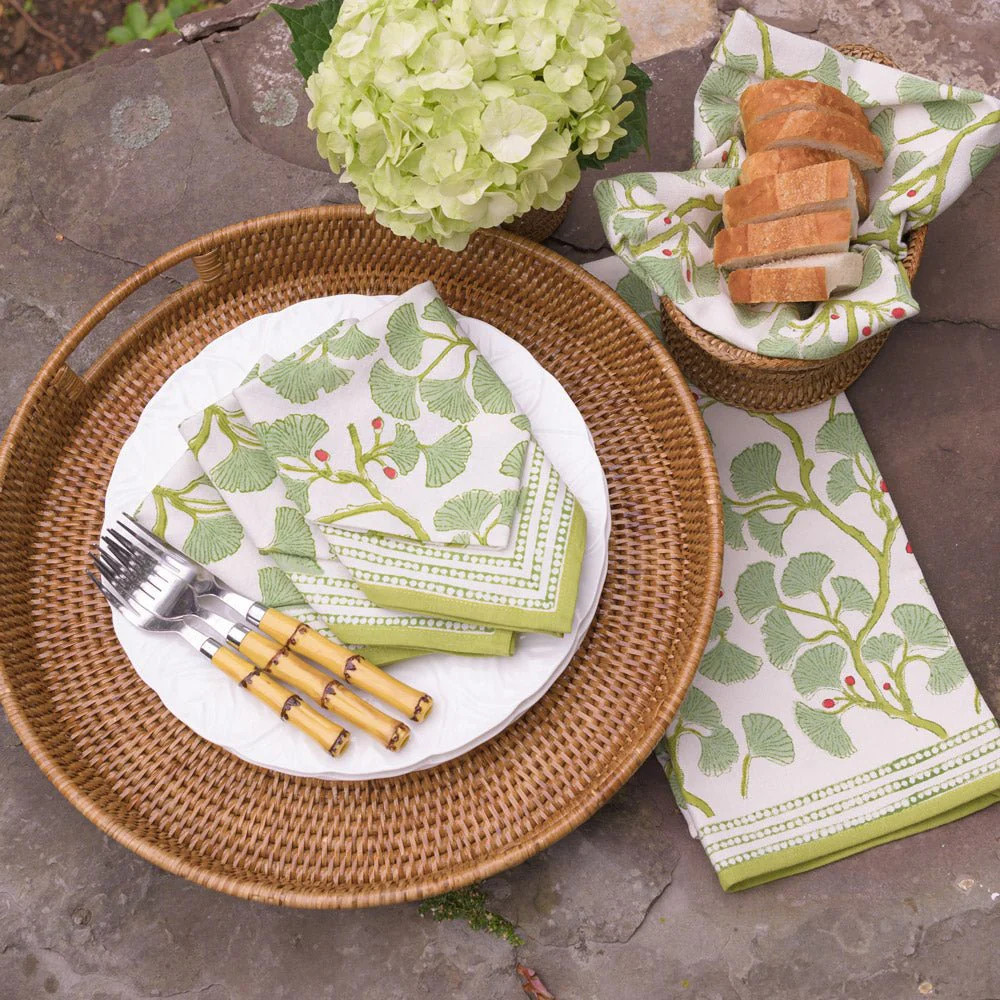 Woven Rattan Round Tray | Pomegranate