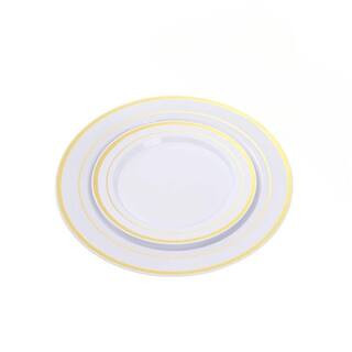 Gold Plastic Disposable Plates, 200-Piece Set for Parties and Events | The Home Depot