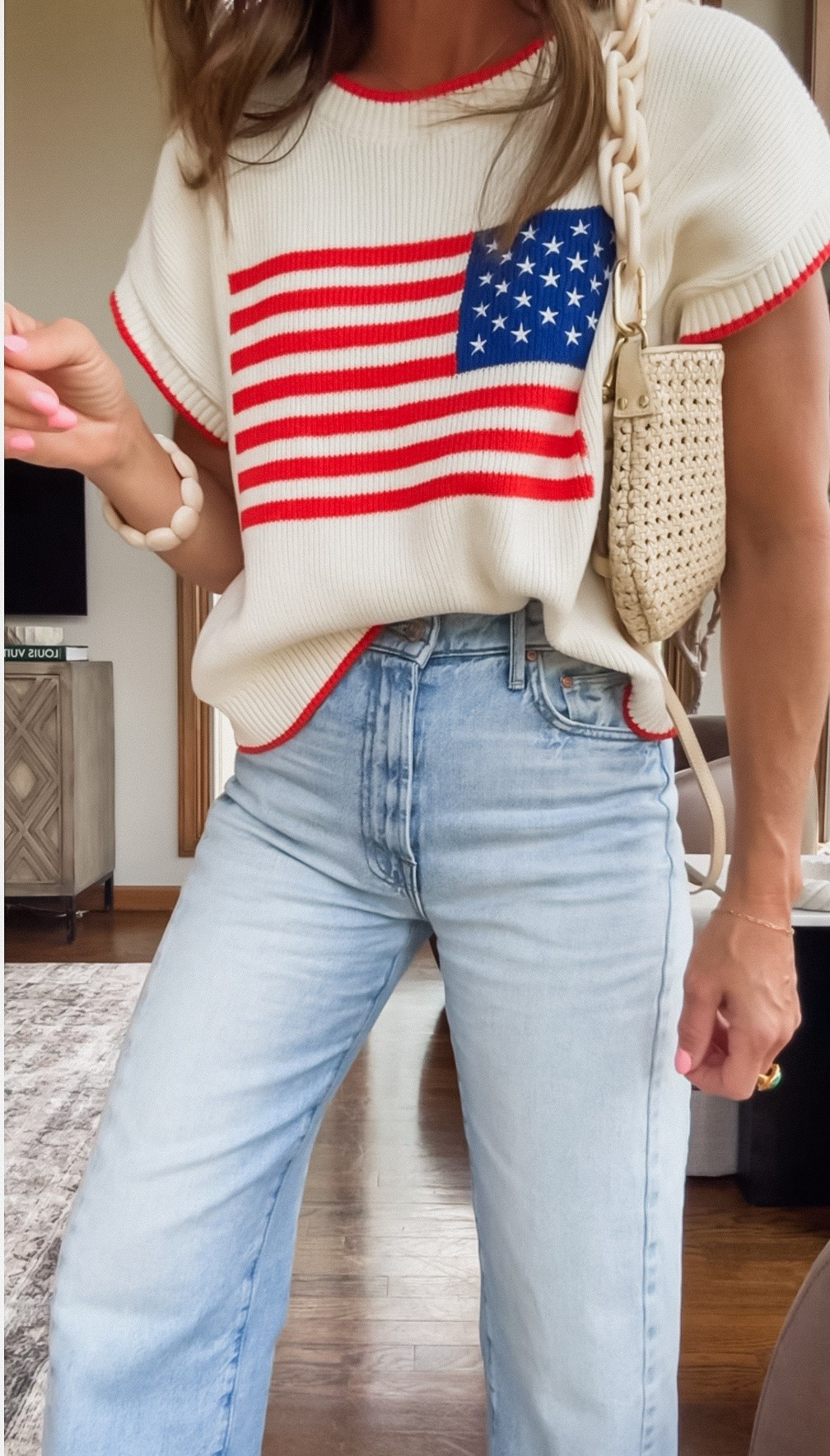 A festive little Summer sweater. 
Size small 
Jeans tts, 25 regular 
Pair with shorts or a mini skirt for a light look.

#LTKootd #LTKSeasonal #LTKOver40