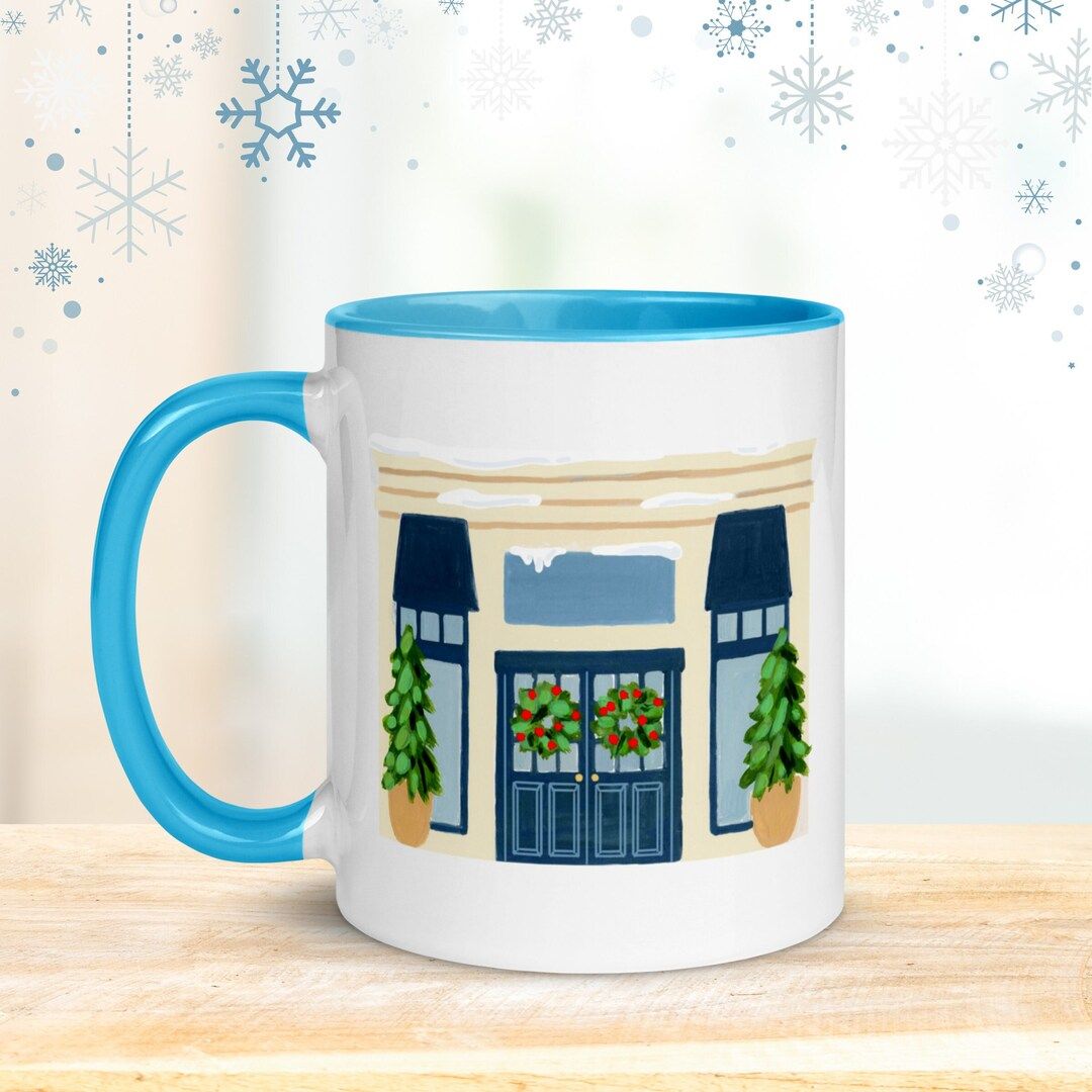 Christmas Village Mug, Blue - Modern Shop • Christmas mugs, Hot chocolate mug, Coffee mug, Mug colle | Etsy (CAD)