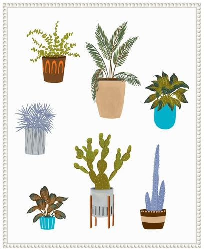 Amanti Art Framed Canvas Wall Art 28x23 Houseplants II by Melissa Wang, Framed Wall Art Canvas, Flowers Artwork, Traditional Decor, Medium Poster Painting for Living Room, Bedroom, Bathroom, Kitchen, | Amazon (US)