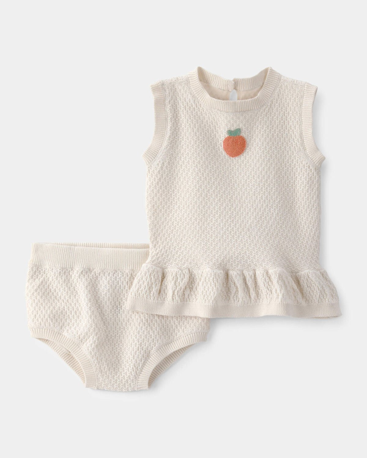 Baby Girl 2-Piece Peach Crochet Top & Short Set - Cream | Carter's Inc