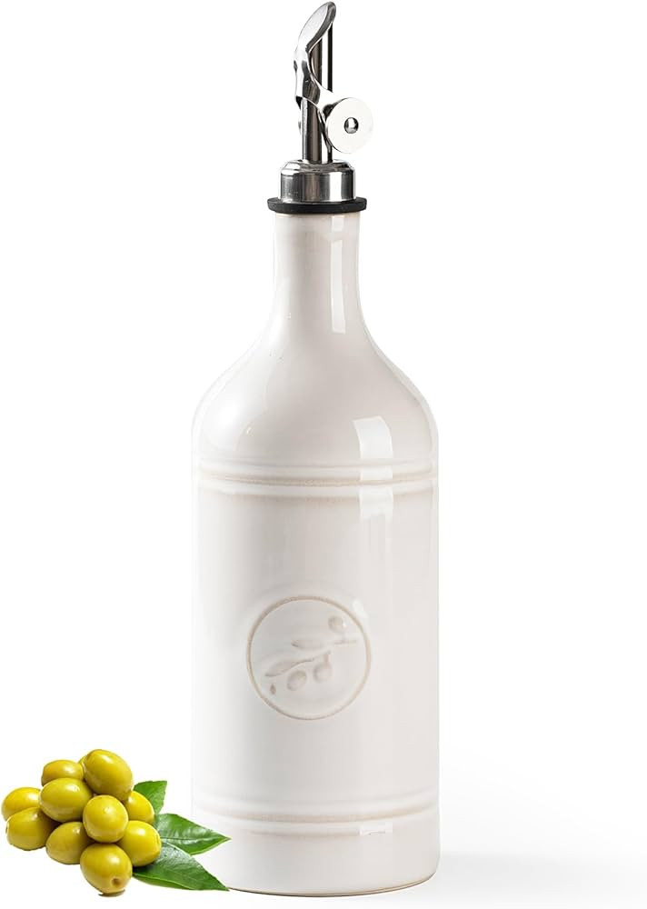 18 oz Ceramic Olive Oil Bottle Dispenser for Kitchen, Large Capacity Oli and Vinegar Cruet with S... | Amazon (US)